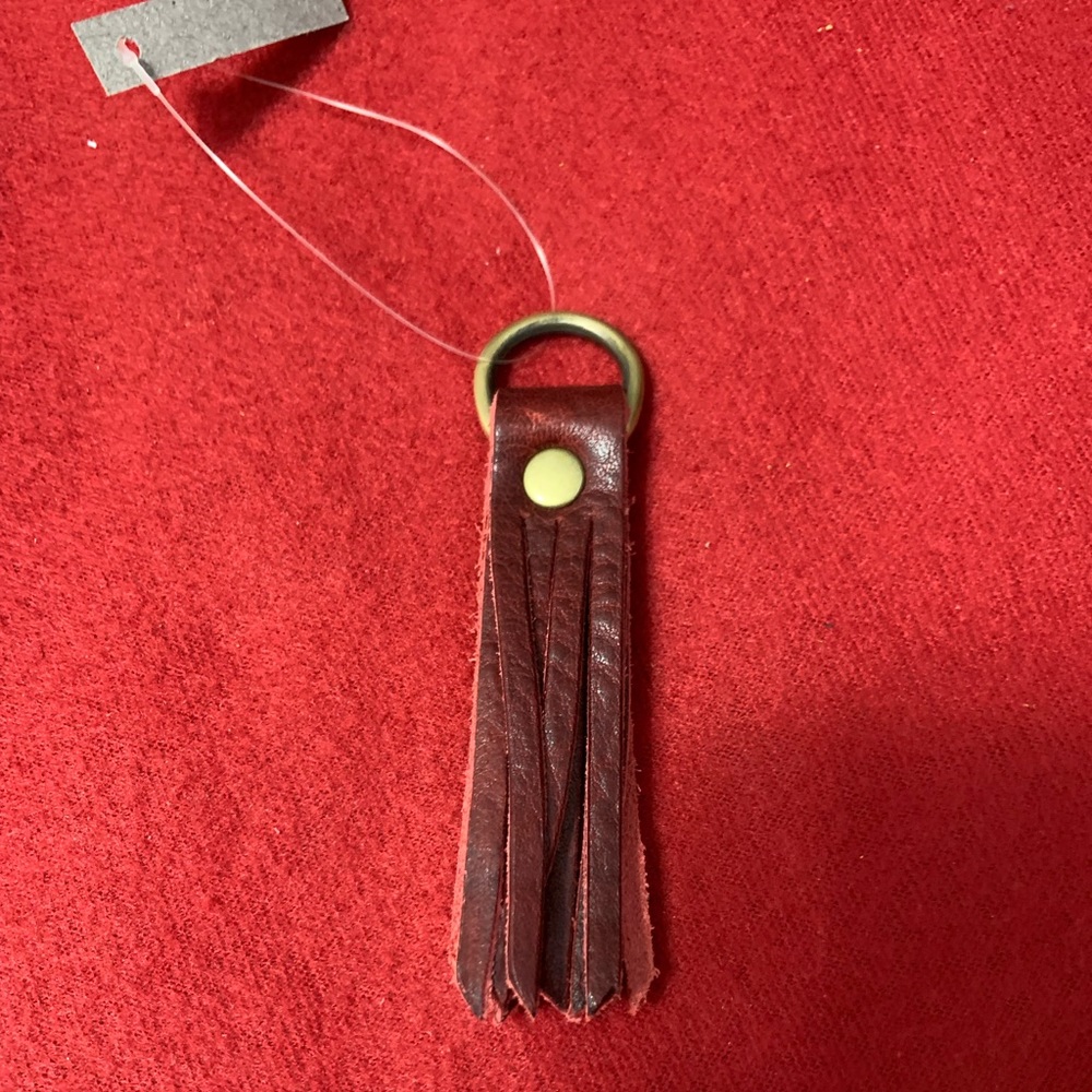Portland Leather Tassel Keychain- Brand New—Deep Red color